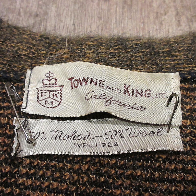 ビンテージ60's○TOWNE AND KINGモヘアニットカーディガン茶
