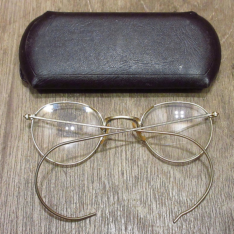 ビンテージ40's○ケース付きB&L 1/10 12KGF FUL-VUE彫金ボストン眼鏡○2