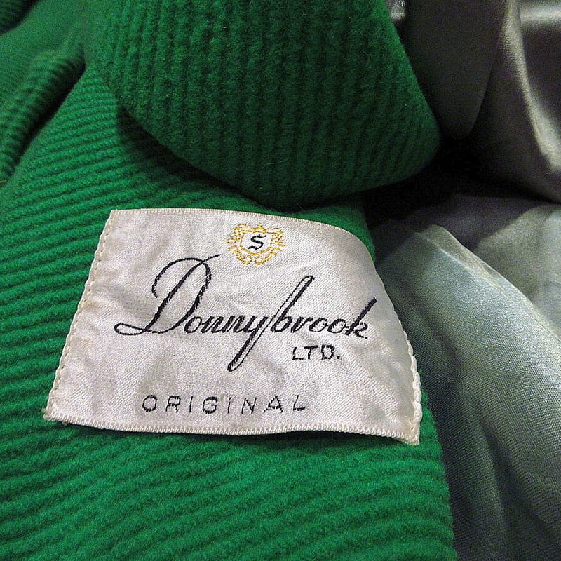 ビンテージ60's70's○Donny brookレディースノーカラーウールコート緑