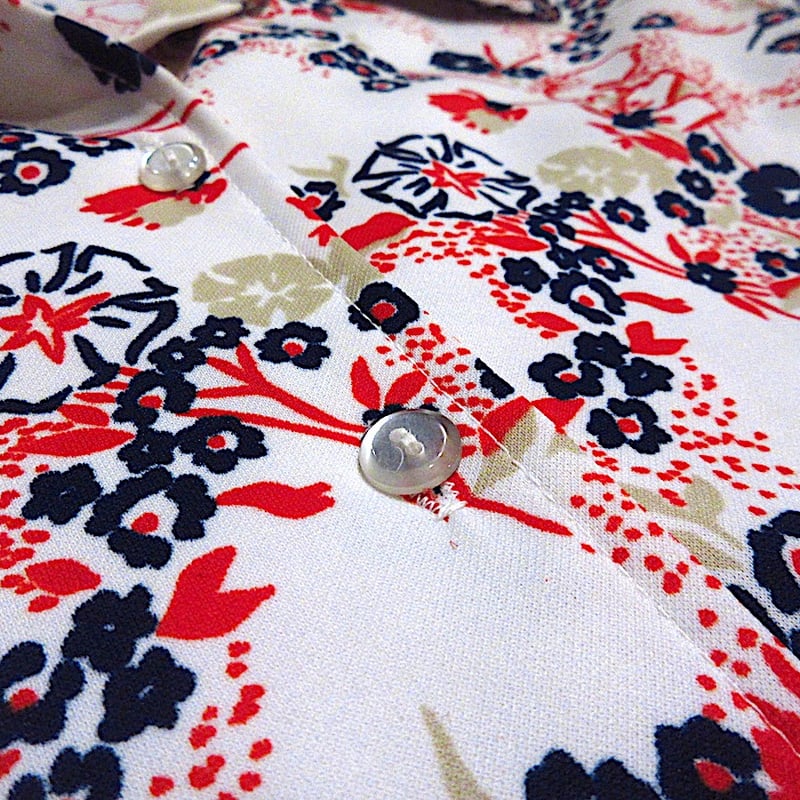 アンティーク ビンテージ 70s メキシコ 花柄 フリフリ ガウン シャツ 美品 ビンテージ70's○KoKo Knitsレディース花柄長袖シャツ&ハイネック