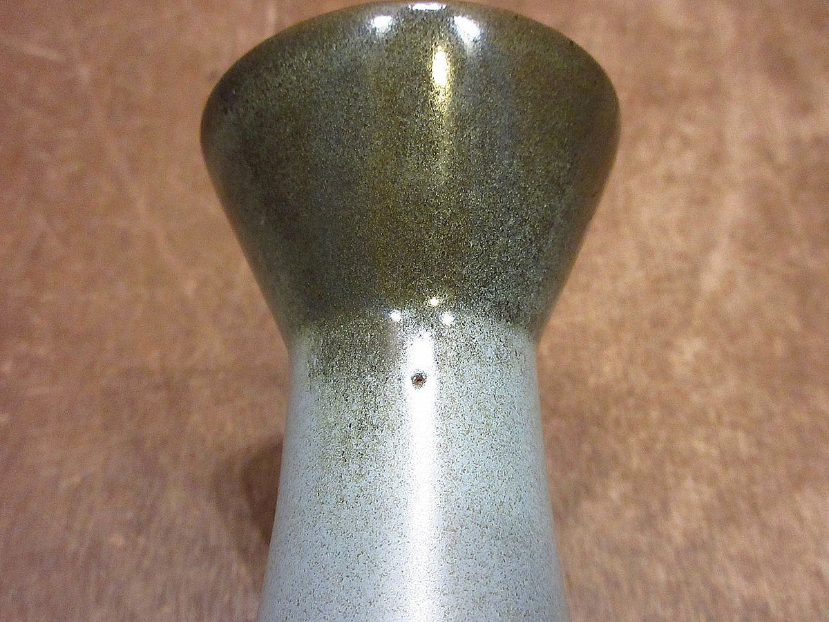 ビンテージ○セラミックフラワーベースターコイズブルー○240904i2