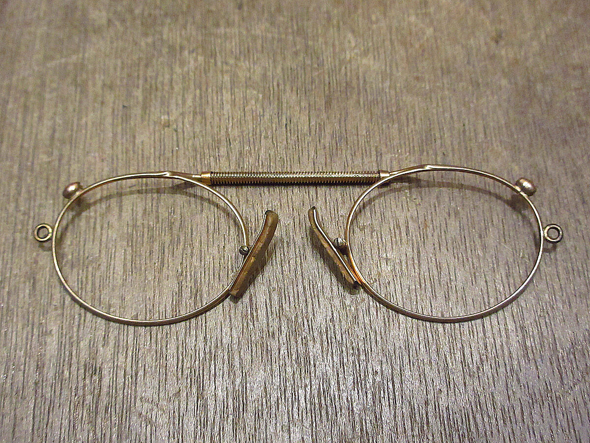 ビンテージ~30's○バースプリング型フィンチ眼鏡○221129i2-eygls
