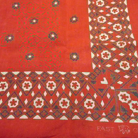 ビンテージ40's●FAST COLOR下鼻象マークコットンバンダナ赤●240825i3-bndエレファントブランド