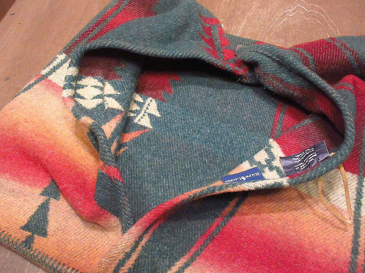 希少ヴィンテージ❣️ラルフローレン　ネイティブ柄カバー ビンテージ○Ralph Laurenネイティブ柄ウールクッションカバー