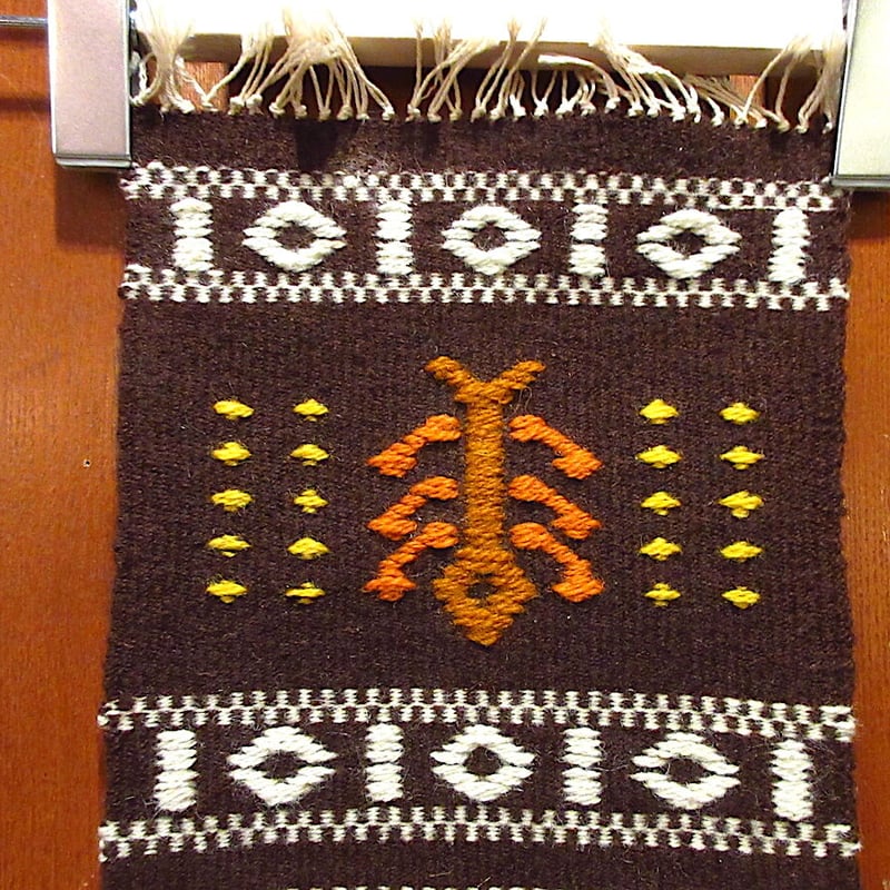 ヴィンテージラグ ウール製 ビンテージ○ネイティブウールラグ茶約42cm×約19cm○220622c3-rug