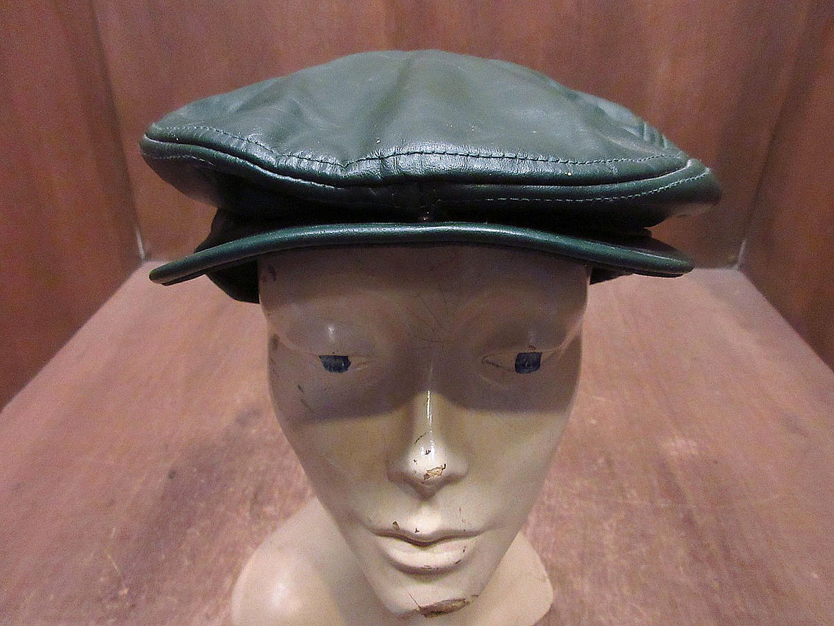 ビンテージ○BRONERレザーハンチング帽深緑size L○240310i4-m-cp-htg