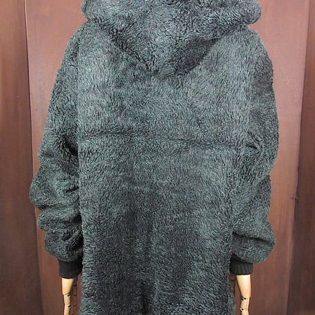 ビンテージ60’s70’s●Shanhouse裏地キルティングフェイクファージップアップパーカ緑size 44●241121z1-m-jk-otシャンハウスフーディージャケット