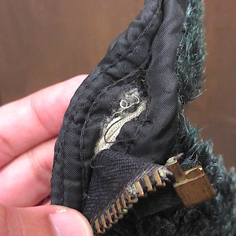 ビンテージ60’s70’s●Shanhouse裏地キルティングフェイクファージップアップパーカ緑size 44●241121z1-m-jk-otシャンハウスフーディージャケット