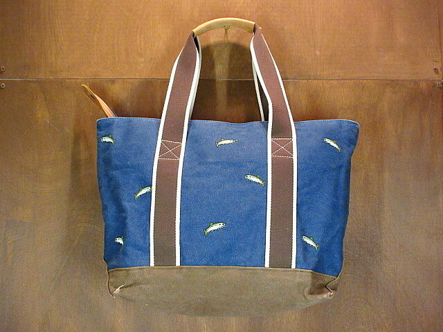 L.L.Bean 魚刺繍キャンバストートバッグ紺○210113n6-bag-tt エルエル