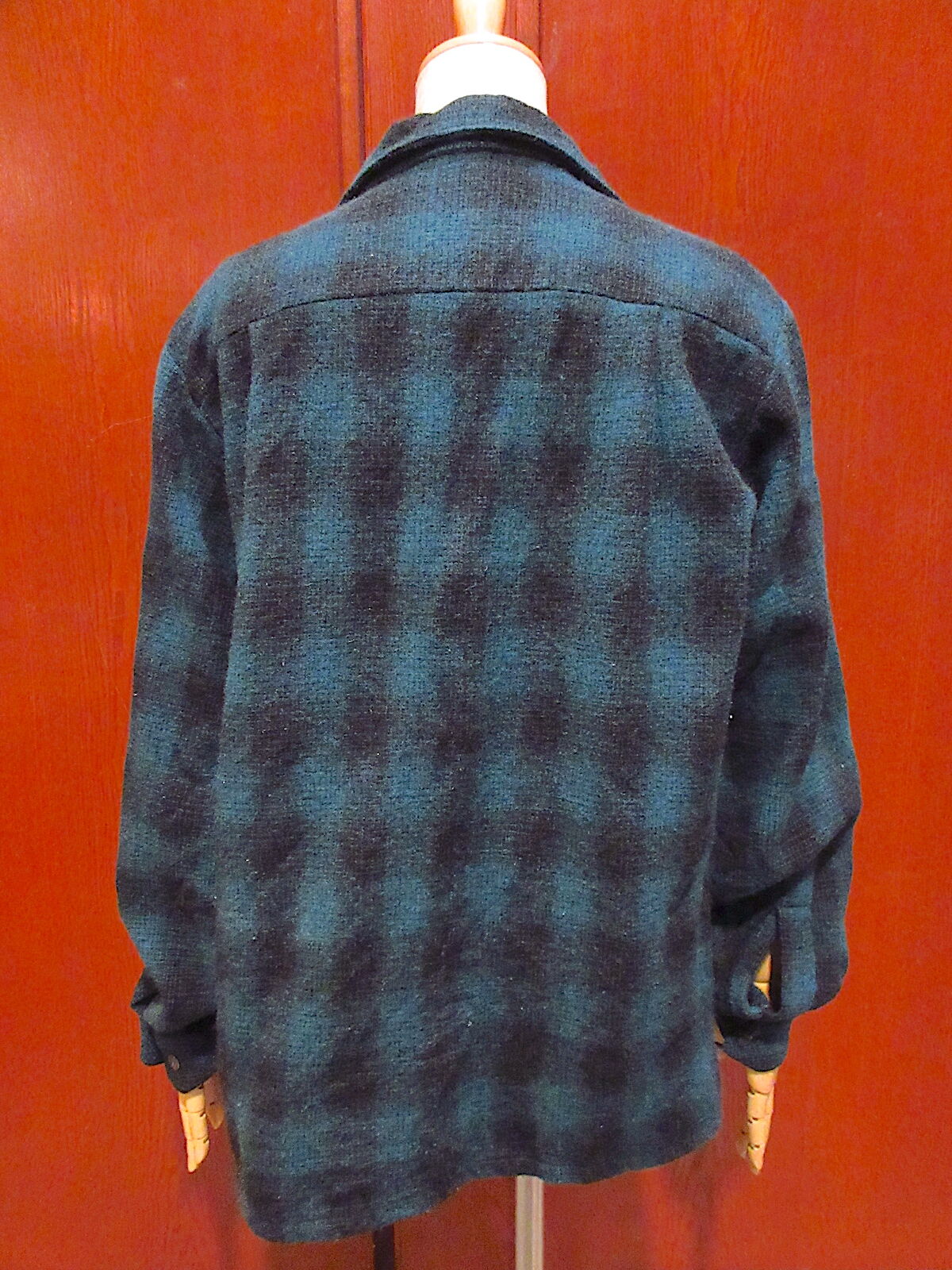 ビンテージ50's○PILGRIMシャドーチェックウールループカラーシャツ