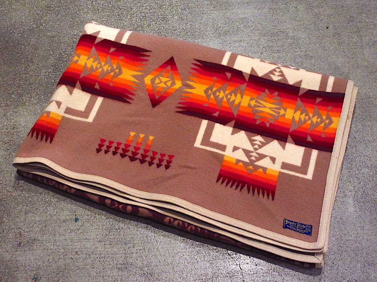 USA製 PENDLETON ネイティブ柄 ウール ブランケット　大判 ビンテージ30's○PENDLETONネイティブ柄ウールブランケット約