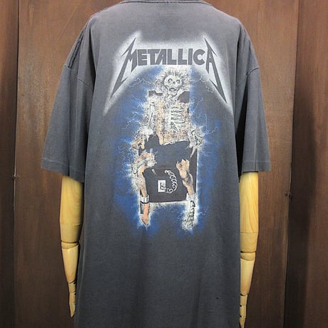 ビンテージ90's●METALLICA METAL UP YOUR ASSプリントTシャツ黒size XL●251020n3-m-tsh-bnメタリカバンドフェードメンズ古着