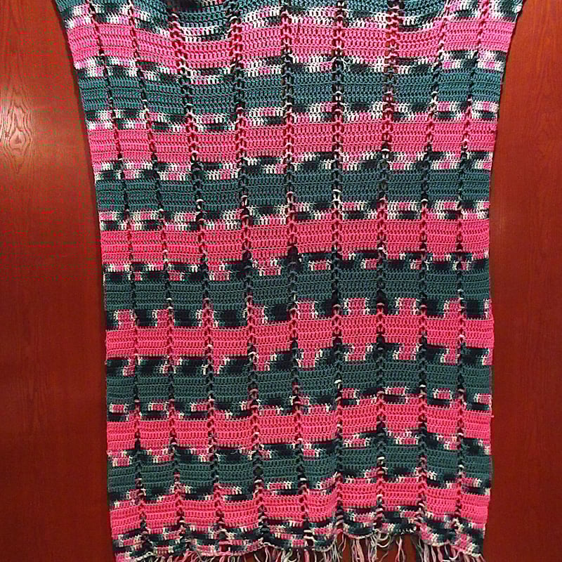 ビンテージ○かぎ針編みブランケットsize約137cm×約110cm○230113c5-blk