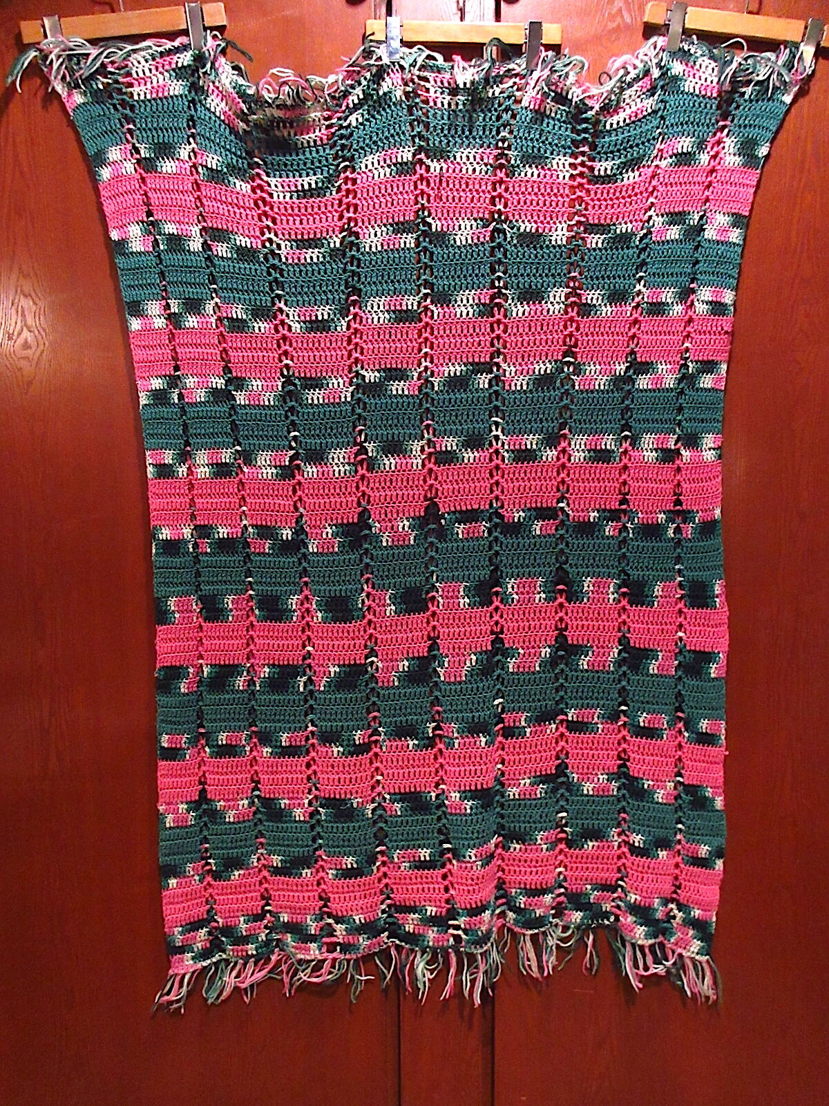 ビンテージ○かぎ針編みブランケットsize約137cm×約110cm○230113c5-blk