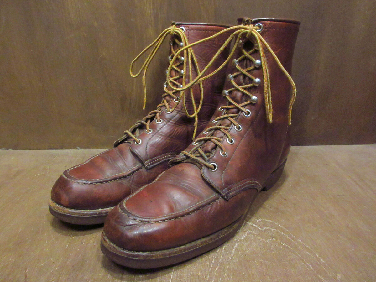 ビンテージ70's80's○RED WINGプリント羽根タグワークブーツ