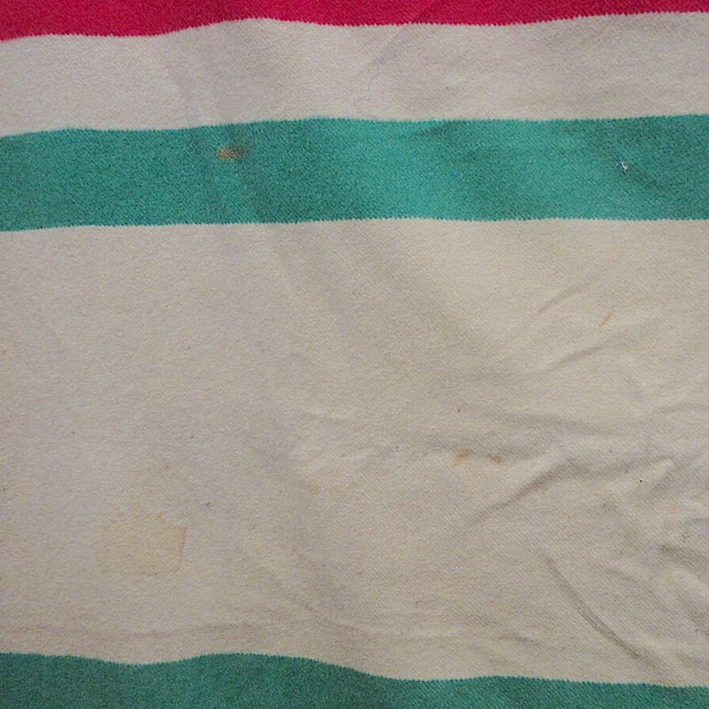 ビンテージ○HUDSON'S BAYマルチボーダーウールブランケット箱