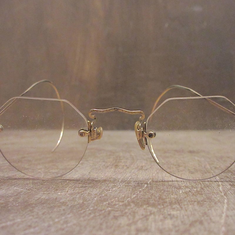 E440】ボシュロム ヴィンテージ眼鏡 14金無垢鼻当て くく 