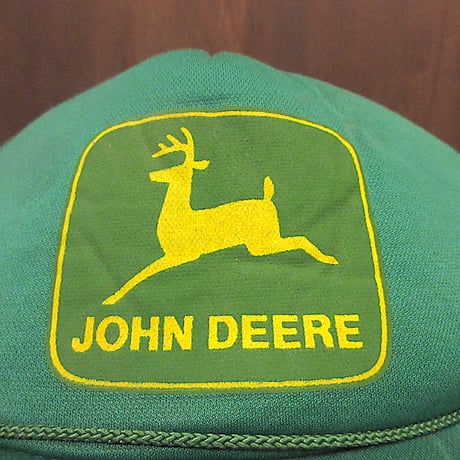 ビンテージ80’s90’s●JOHN DEERE 5パネルスナップバックメッシュキャップ緑●250309z6-m-cp-bbトラッカー帽子企業