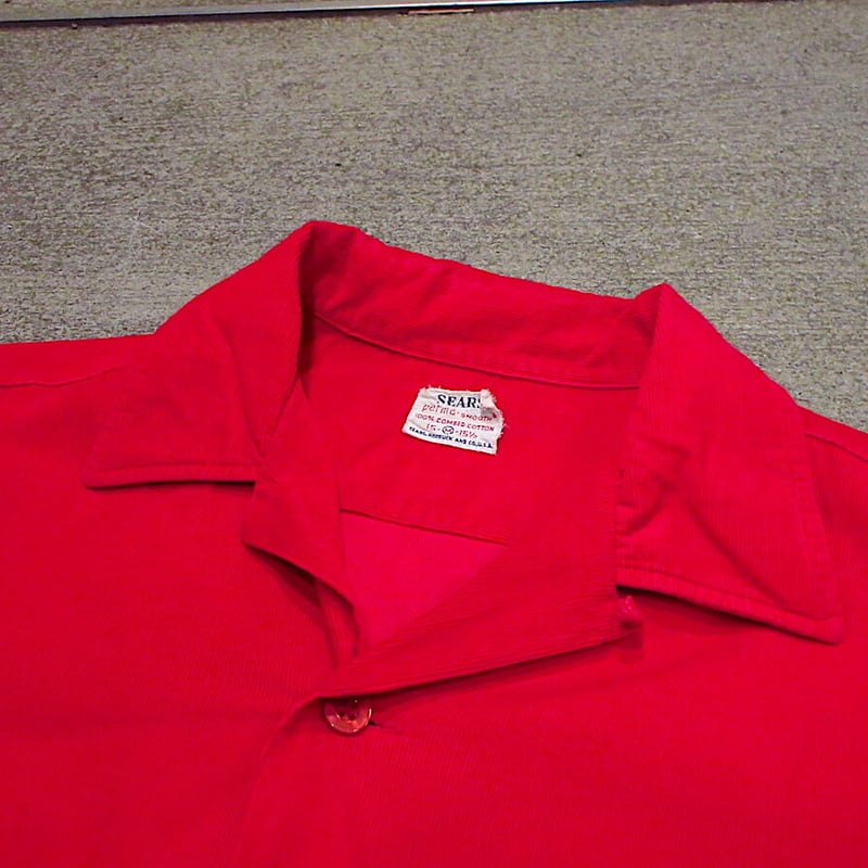 ビンテージ60's○SEARSコーデュロイループカラーシャツ赤size M