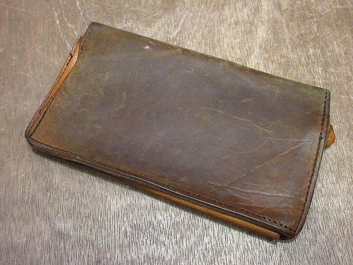 ビンテージ WELLS FARGO & COMPANY型押しレザー財布茶 240527i6-wltウォレット札入れウェルズファーゴ銀行長財布