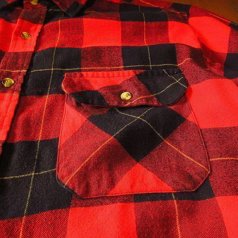 ビンテージ80's○SAUGATUCKチェックネルシャツ赤×黒×黄色size M