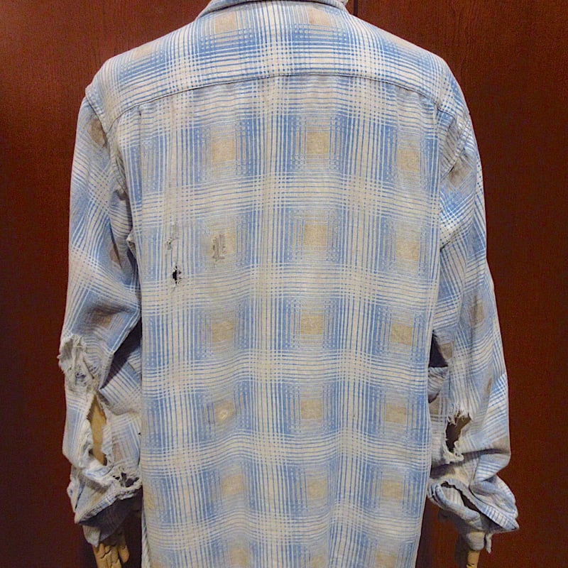 ビンテージ50's○harperチェックプリントネルループカラーシャツ