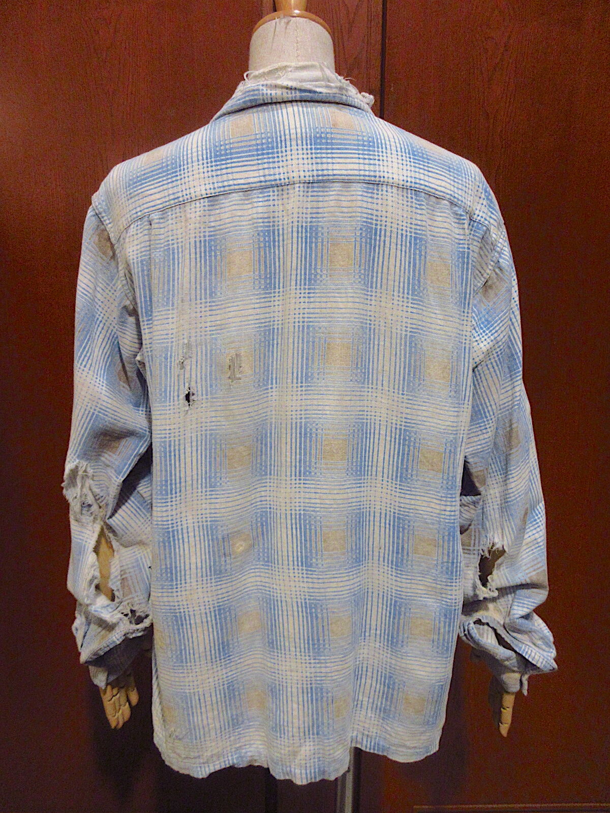 ビンテージ50's○harperチェックプリントネルループカラーシャツsize M
