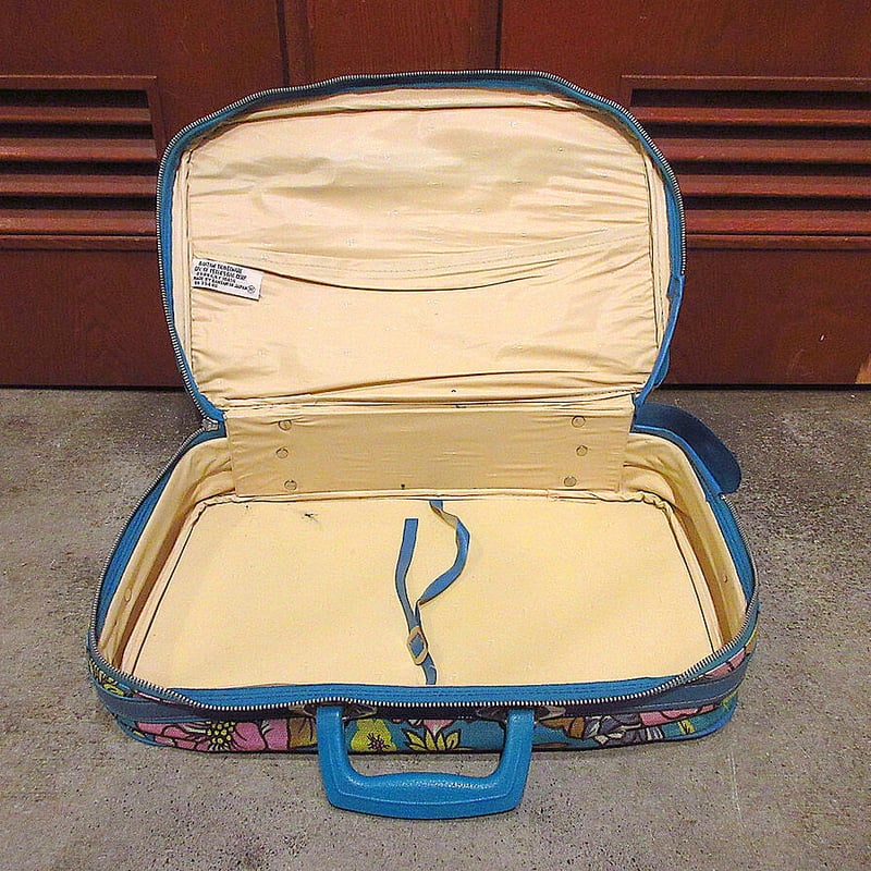 ビンテージ70's○レトロ花柄トランクバッグ中○210620r8-bag-trk
