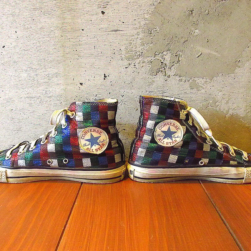 ビンテージ80's○CONVERSEオールスターHIラメチェッカーsize 8○230811k ビンテージ80's○CONVERSEオールスターHIラメチェッカーsize 8○230811k