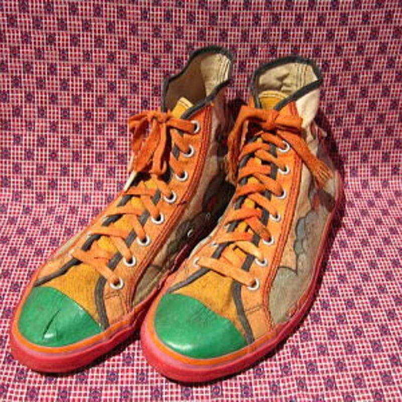 ビンテージ70's○PETER MAX総柄スニーカーHI size8○230703i12-m-