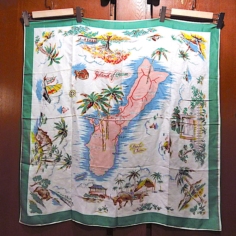 ビンテージ~60's○Guam地図スカーフ○231225m1-scfグアムマップ