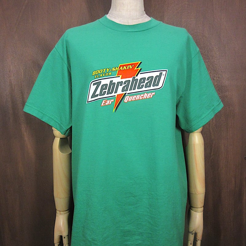 Zebrahead バンドTシャツ グリーン レア ヴィンテージ ビンテージ2000's○Zebrahead Ear QuencherプリントTシャツ緑○260