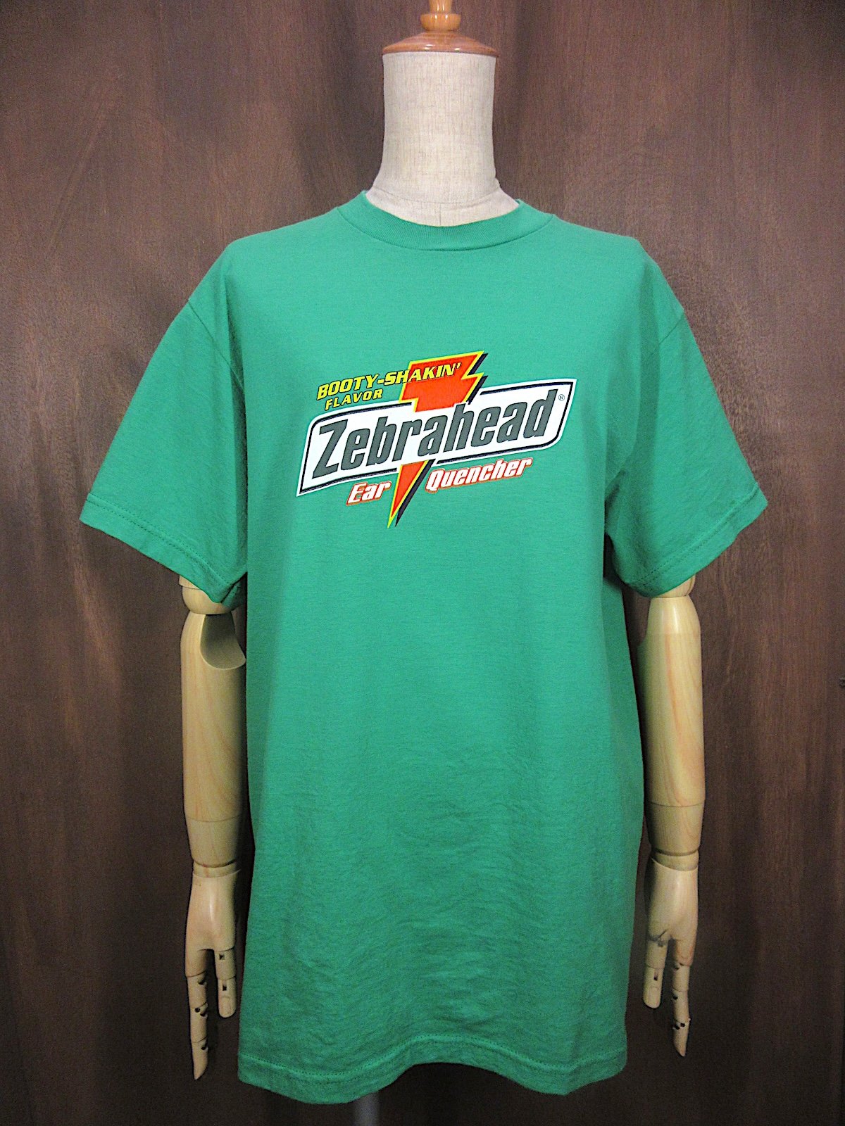 ビンテージ2000's○Zebrahead Ear QuencherプリントTシャツ緑○260