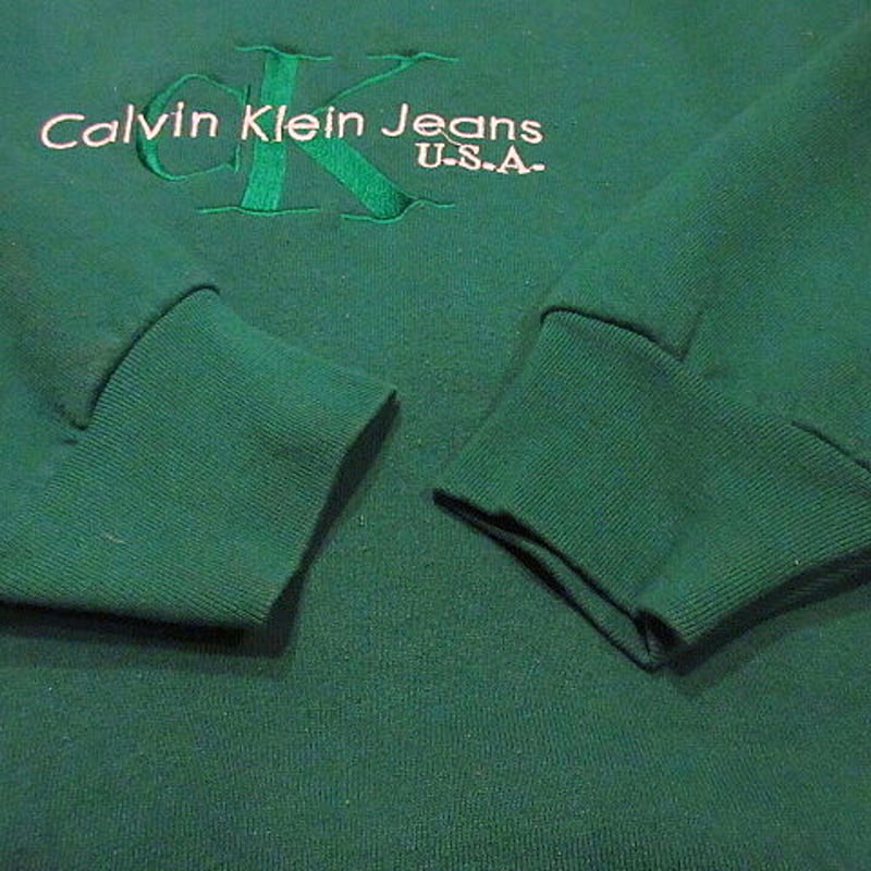 ビンテージ90's○Calvin Klein Jeans U.S.A.裏起毛スウェット緑○20...