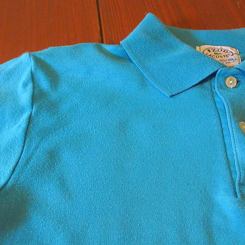 ラコステポロシャツ ビンテージ70's80's○LACOSTEポロシャツターコイズブルーsize 16○24073