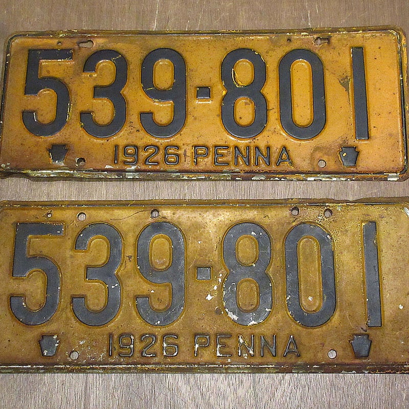 交渉中☆ビンテージ　ベルリン　ナンバープレート　1枚　蚤の市 ビンテージ20's○PENNSYLVANIAナンバープレート1926年2点セット○210511