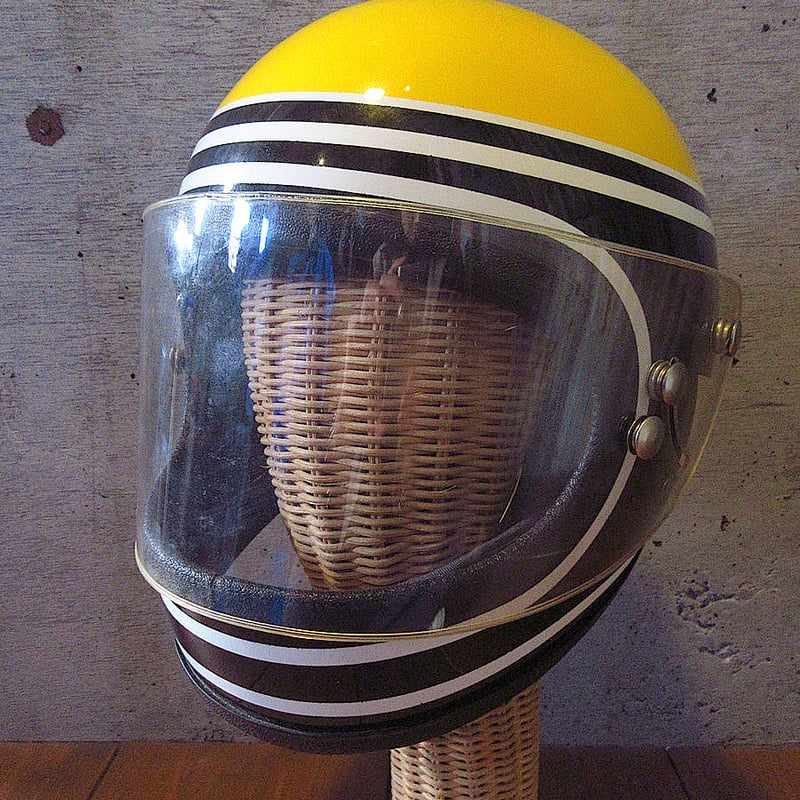 ビンテージ70's○DEADSTOCK FURY 500フルフェイスヘルメット白×黄色×黒