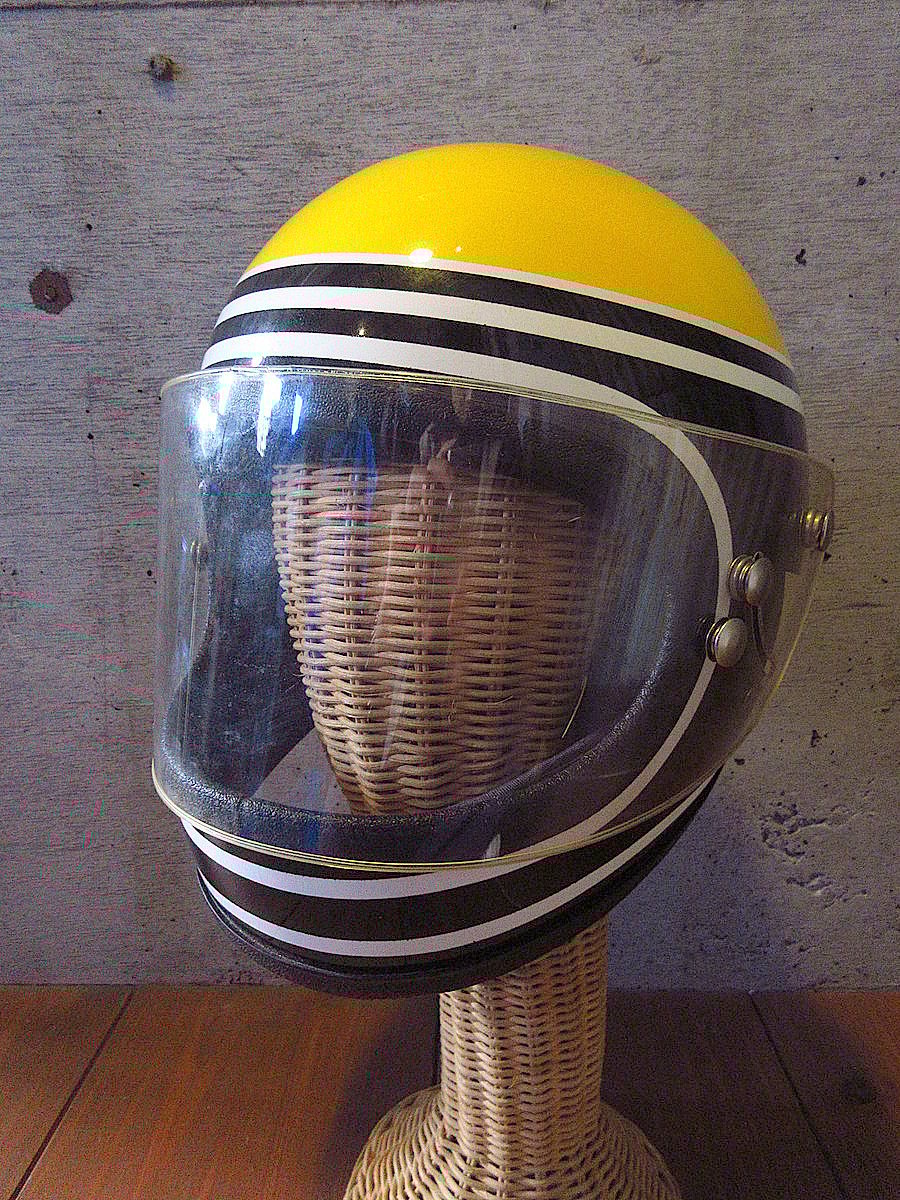 ビンテージ70's○DEADSTOCK FURY 500フルフェイスヘルメット白×黄色×黒