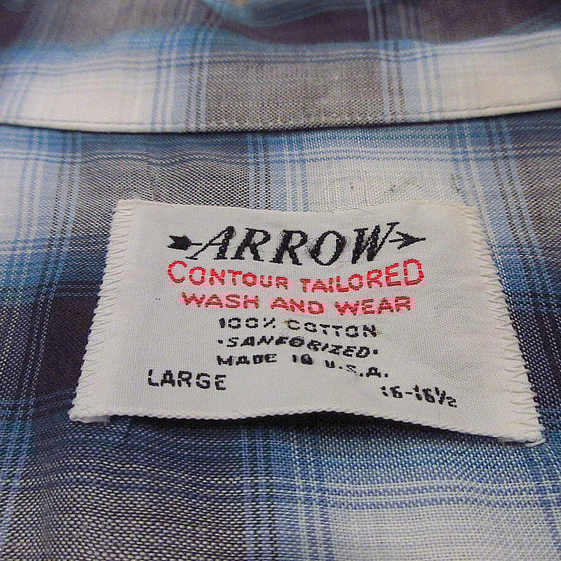 ビンテージ60's○ARROWシャドーチェックコットンループカラー半袖