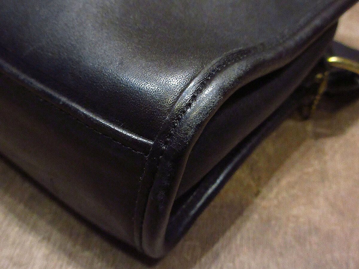 ビンテージ○オールドコーチレザーショルダーバッグ黒○220110i1-bag