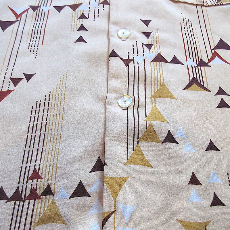 ビンテージ70's○Mr.Jan総柄オープンカラー長袖シャツsize S