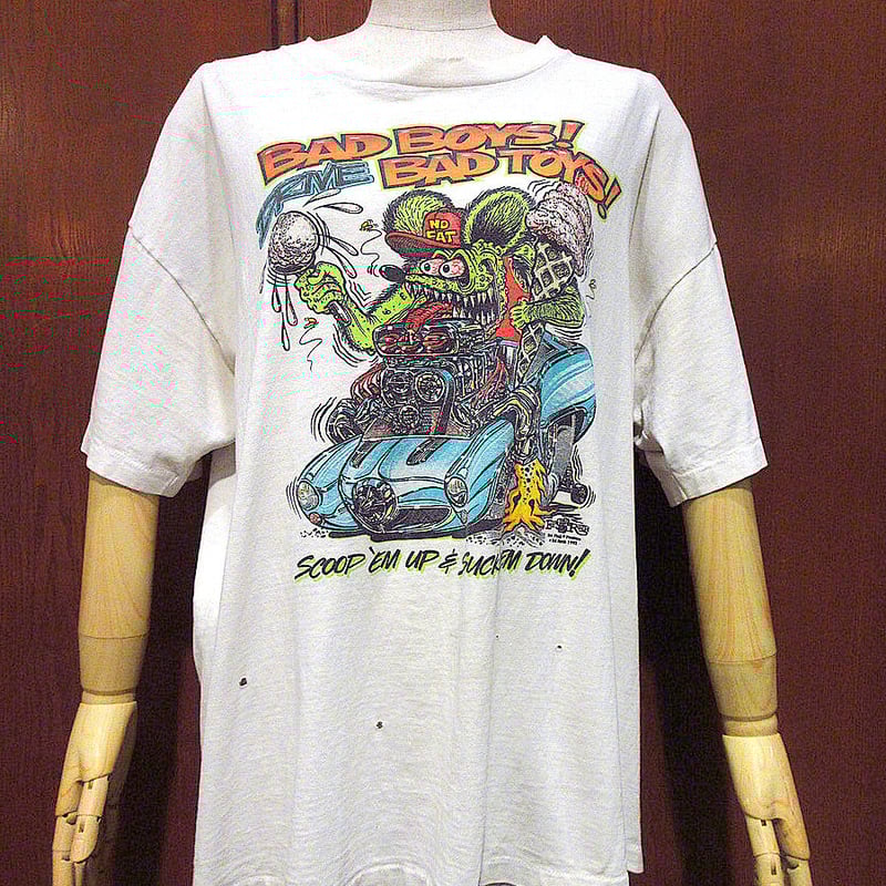 ビンテージ90's○RAT FINK BAD BOYS DRIVE BAD TOYS Tシャツ