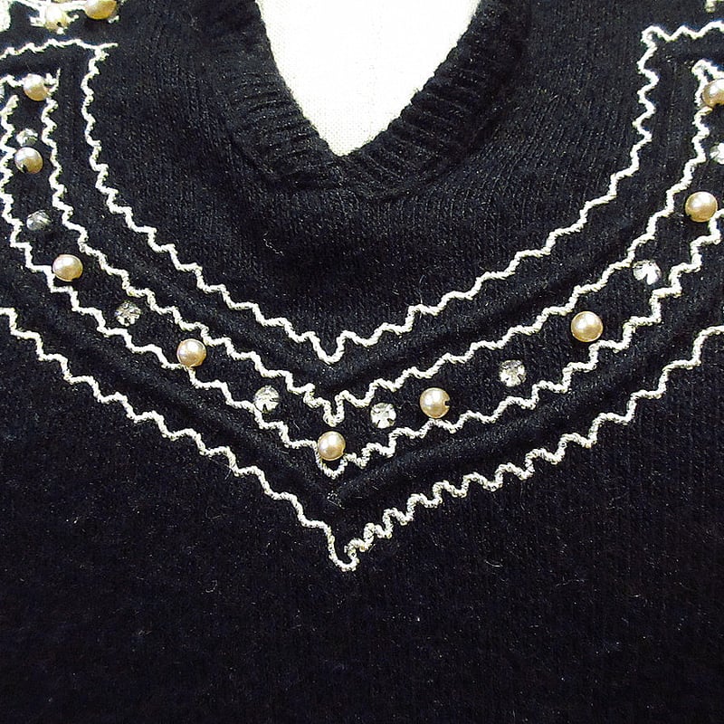 ビンテージ50's○TOBIレディース飾り付きイタリアンカラー半袖
