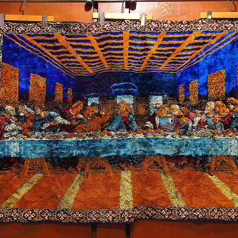 希少 ヴィンテージ 最後の晩餐 ラグ ビンテージ○最後の晩餐ラグ約50cm×96cm○230303c5-rug マット