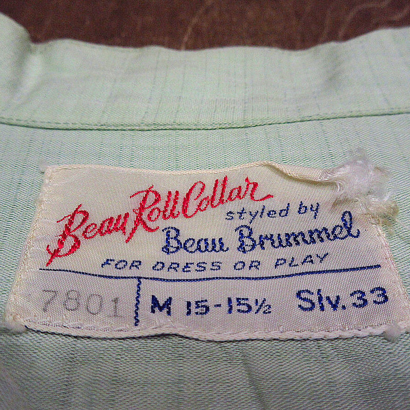 ビンテージ60's○Beau Brummelカスリ柄ループカラーシャツ size M 15-1...