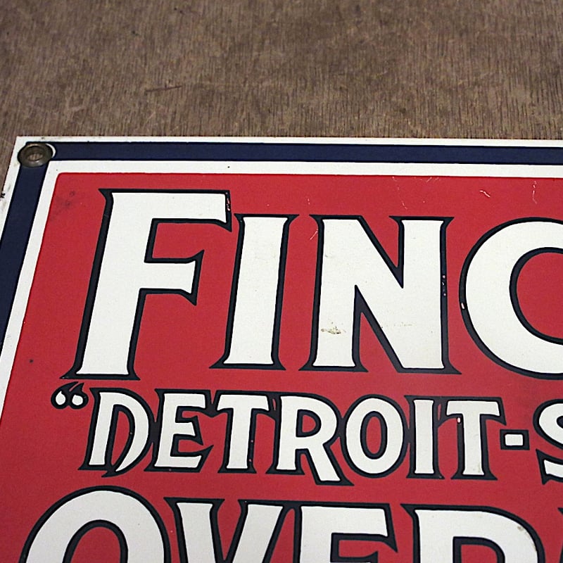ヴィンテージメタルサインプレート　Finck’s Overall社 FINCK'S○DETROIT-SPECIAL OVERALLSメタルサイン○250709z6