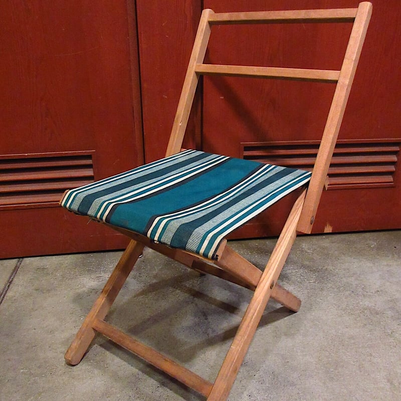 ビンテージ~70's○ストライプアウトドアフォールディングチェア