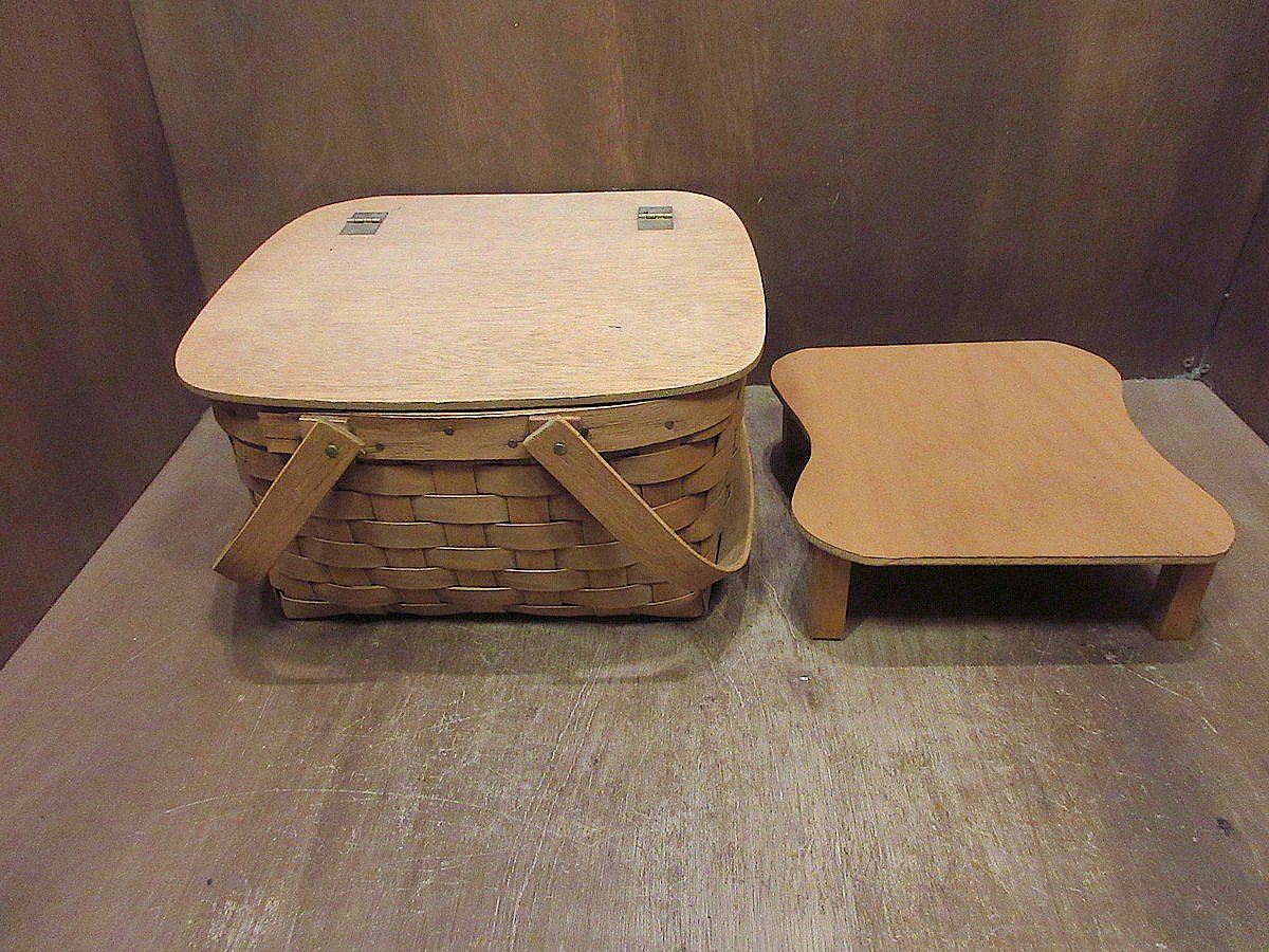 ビンテージ○ピクニックバスケット茶○240718j1-otdeqpアウトドア雑貨