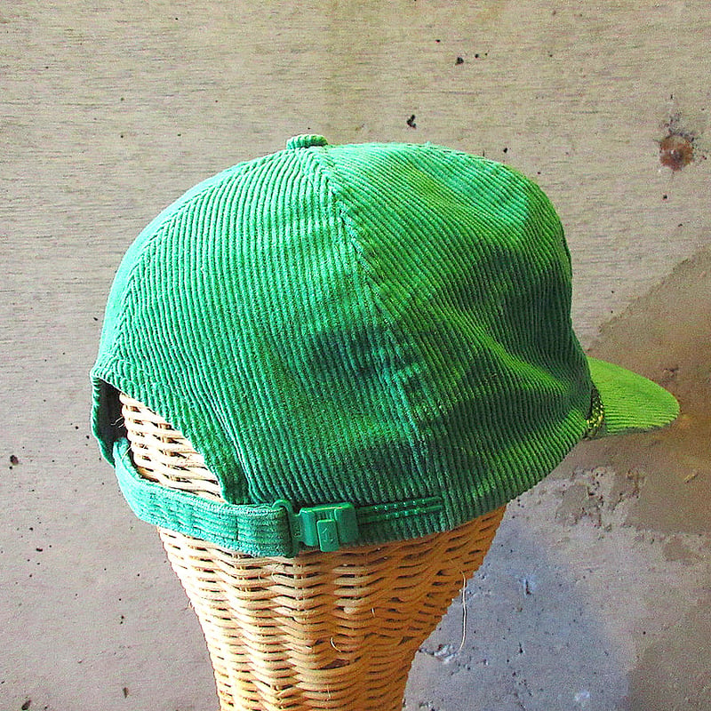 ビンテージ80's○NUCOR STEEL刺繍入りコーデュロイキャップ緑