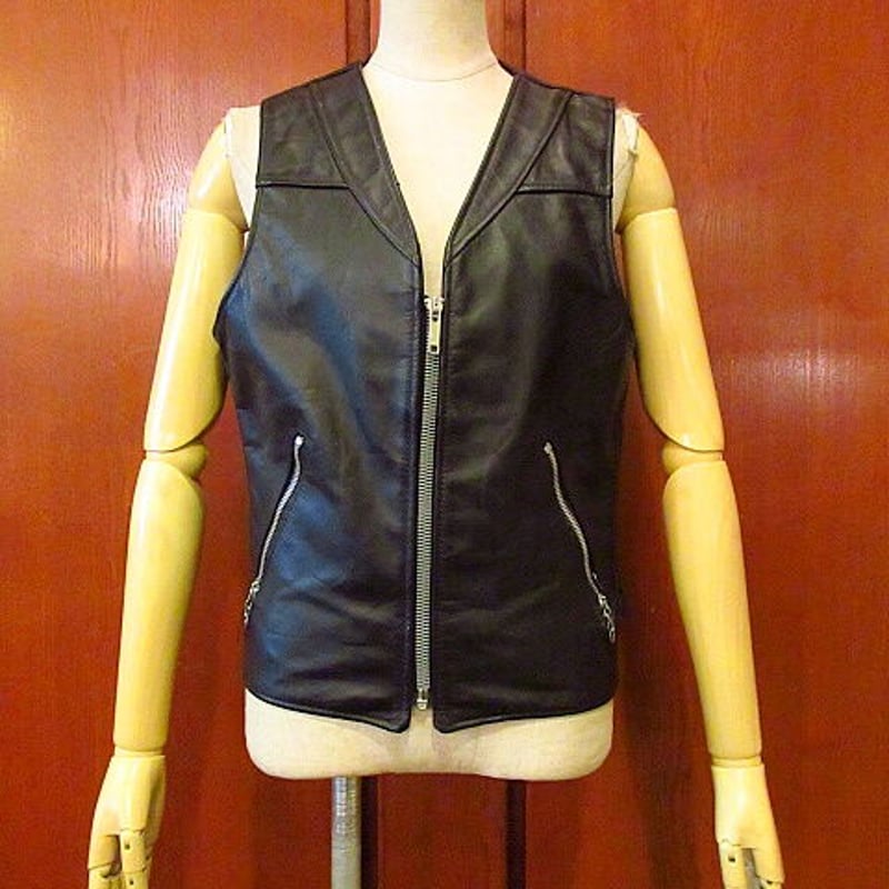 Schott モーターサイクルレザーベスト黒 Size S○201002s4-m-vs USA